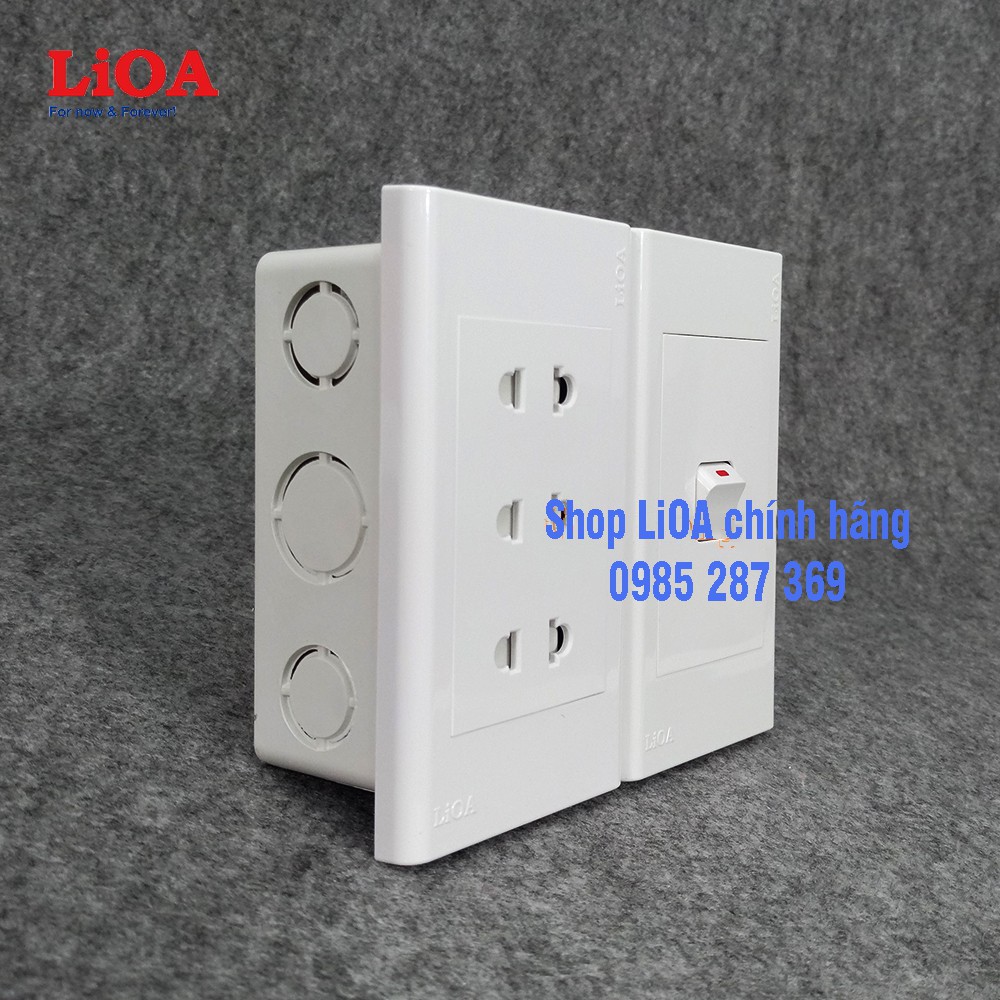 Combo ổ cắm điện ba 2 chấu LiOA 16A 3520W + 1 công tắc điện - Lắp âm tường