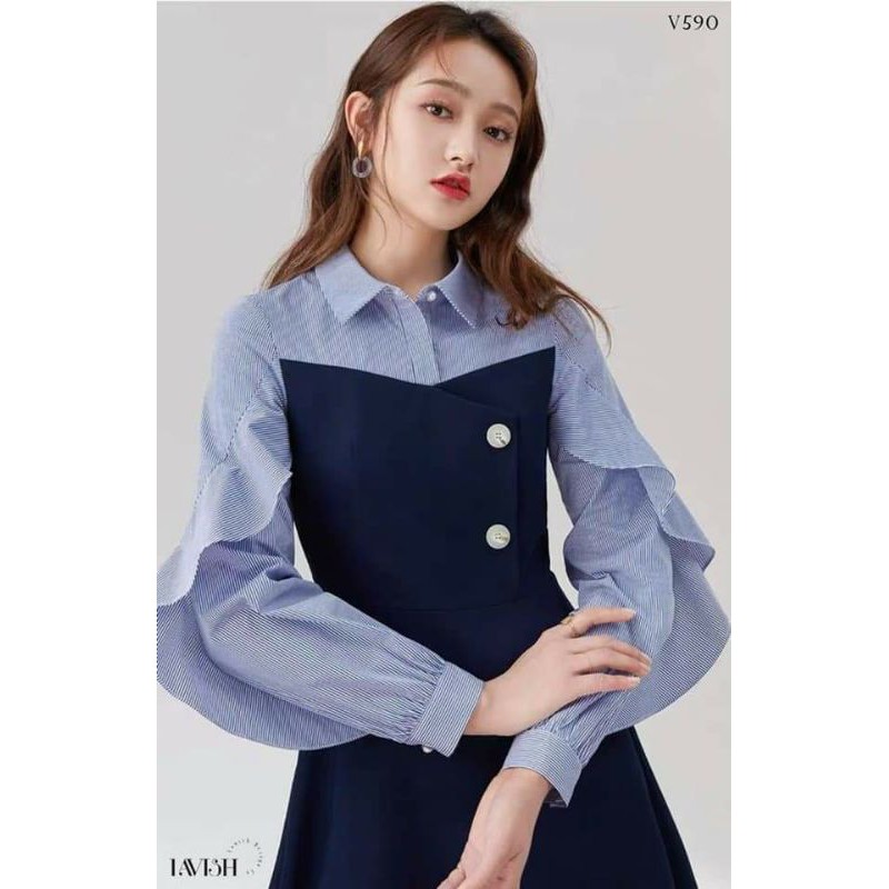 Đầm xòe cổ sơ mi /Đầm công sở thiết kế