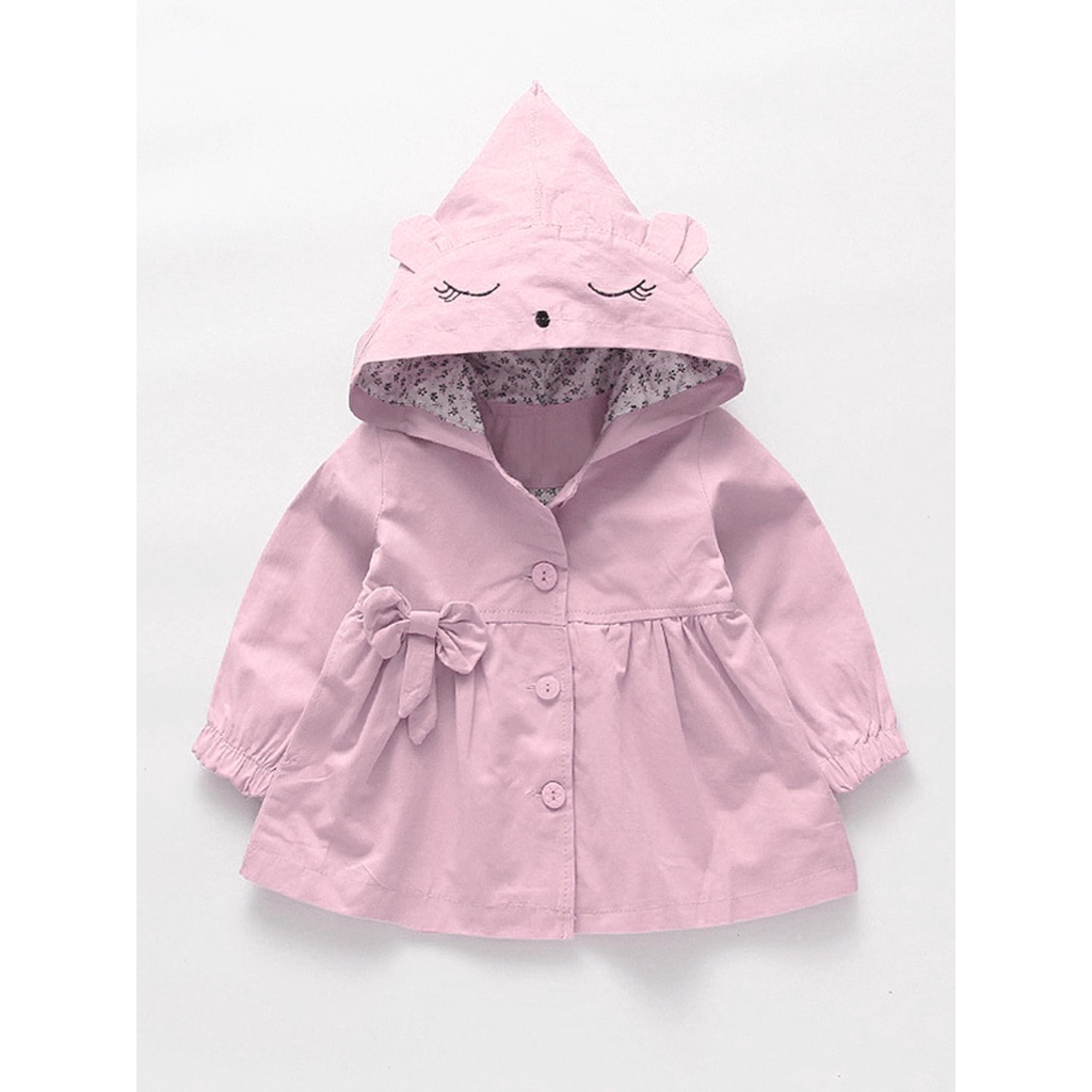 Áo Khoác cotton Chống Gió Thêu Họa Tiết Thắt Nơ Mẫu Mới 2023 Thời Trang Mùa Xuân Cho Bé Gái 0-4 Tuổi