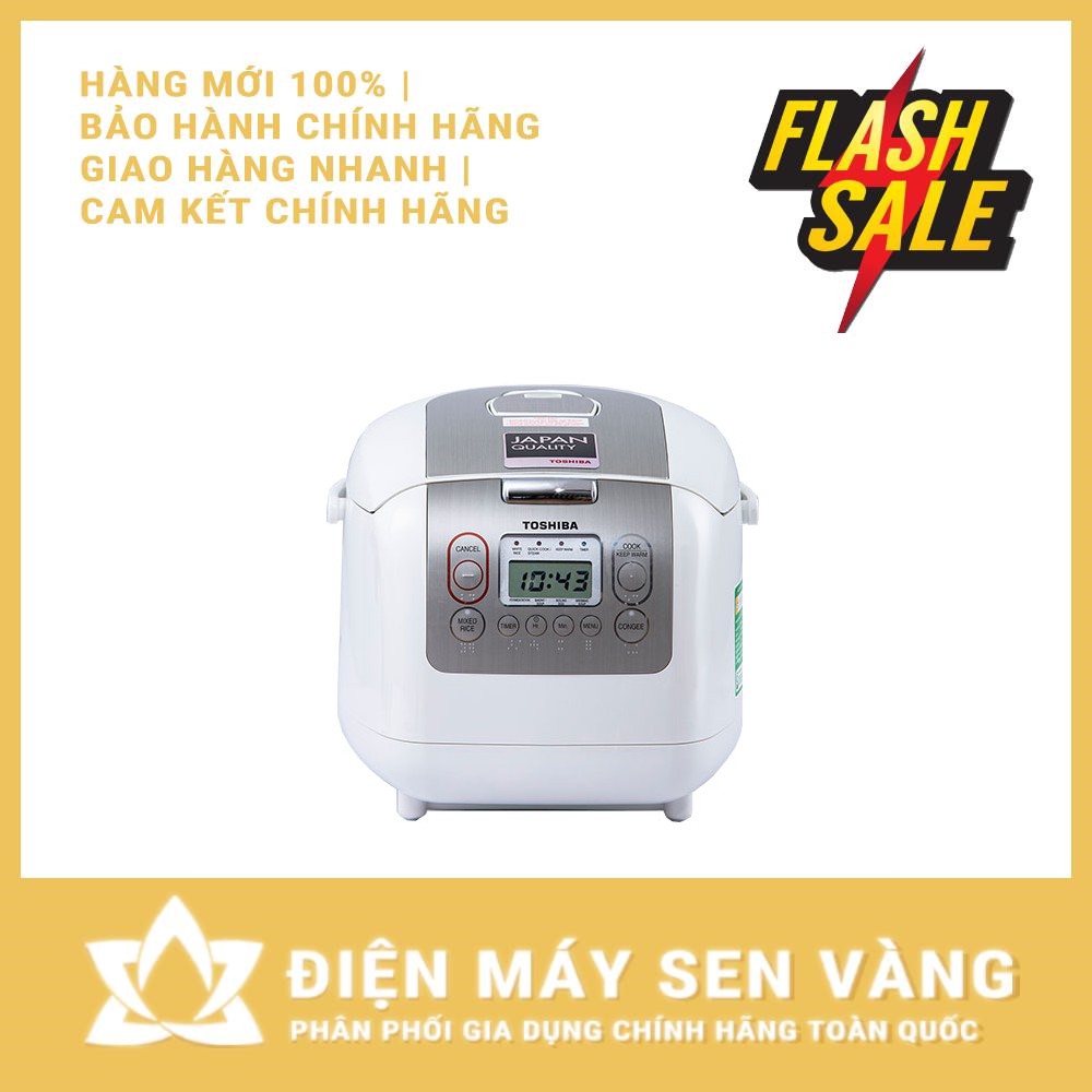 NỒI CƠM ĐIỆN TỬ TOSHIBA 1L RC-10NMFVN(WT) 560W - CÔNG NGHỆ NHIỆT 3D - 5 CHẾ ĐỘ NẤU - Made in Thailand (Màu xám trắng)