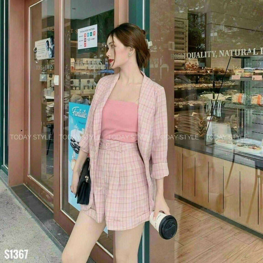 Vest nữ áo khoác xịn sò kèm bộ đùi cực xịn set ba món