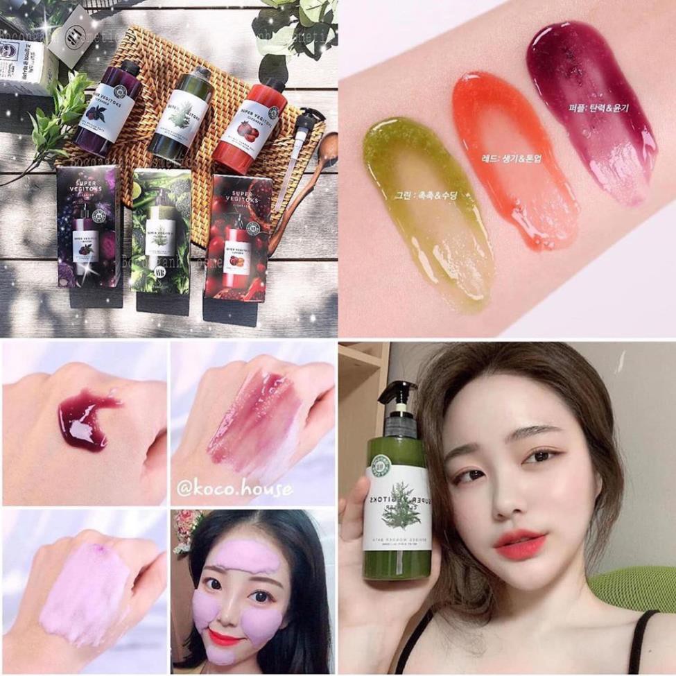 Hàng Hàn- Sữa Rửa Mặt Thải Độc Sủi Bọt Rau Củ Super Vegitoks Cleanser - Màu Đỏ