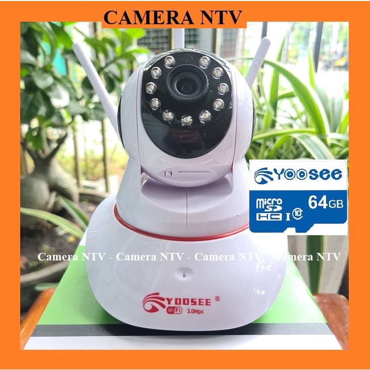 Camera yoosee ⚠️ FREESHIP ⚠️ trong nhà 3 râu, 11 ĐÈN ,THÂN XOAY, 3.0 MP - Camera wifi kèm thẻ nhớ yoosee | BH 1 đổi 1