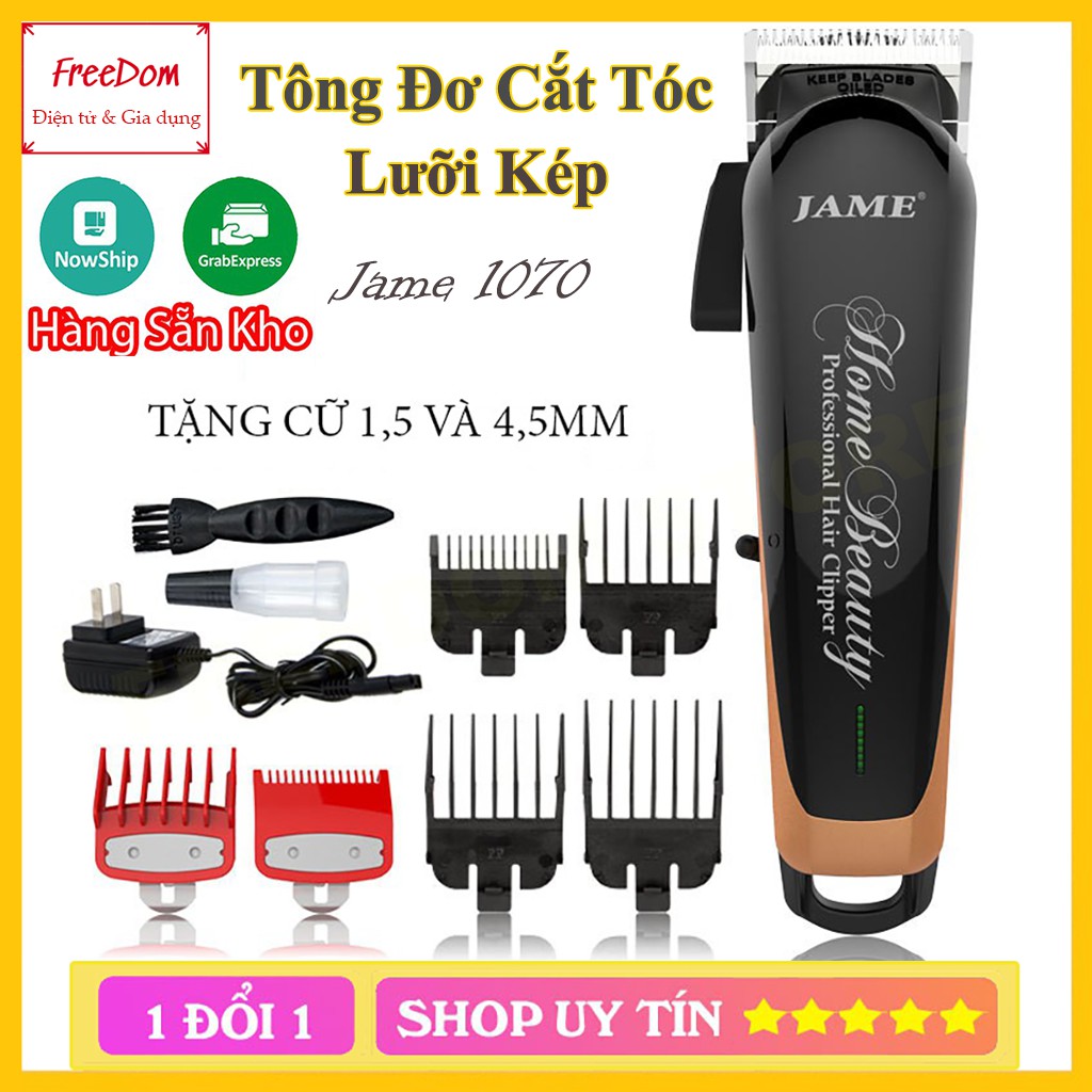 Tông đơ cắt tóc lưỡi kép chuyên nghiệp jame 1070 công suất 10w+tặng cữ 1,5 và 4,5 mm cao cấp