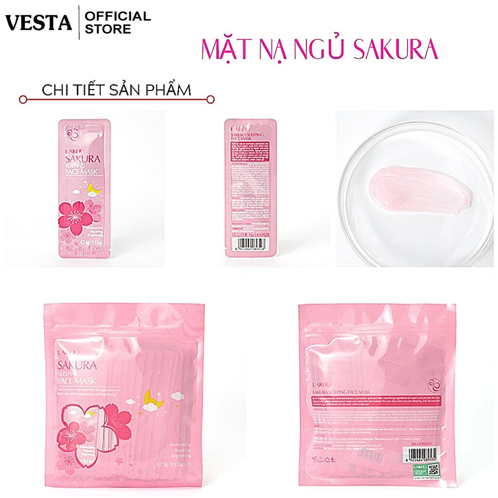 Mặt nạ ngủ hoa anh đào - 1 gói lẻ mask thạch dưỡng trắng sakura laikou cấp ẩm sáng da | BigBuy360 - bigbuy360.vn