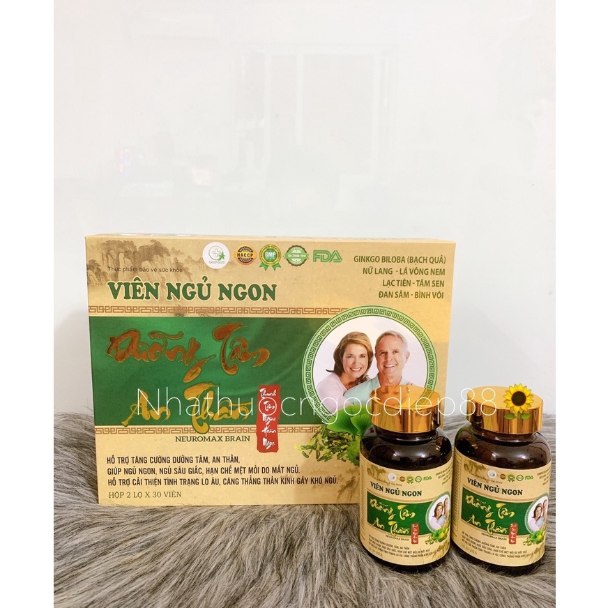 Viên Ngủ Ngon Dưỡng Tâm An Thần - Giup bồi bổ cơ thể - Hộp 2 lọ X 30 viên (Mẫu mới)