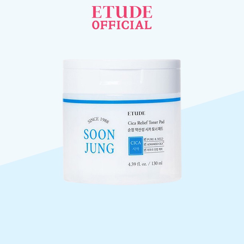 Bông Thấm Toner 70 miếng lành tính dịu nhẹ ETUDE SoonJung Cica Toner Pad Làm Sạch Hiệu Quả 130ml
