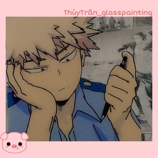 Glass painting - Tranh kính - VẼ THEO YÊU CẦU a5 ( tặng kèm bìa manga)