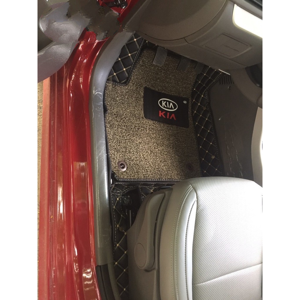 Thảm lót sàn 5D, 6D da PU cao cấp cho xe Kia Morning 08-21, chống nước, không mùi, phủ kín 90% sàn xe