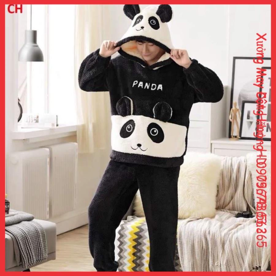 &lt;3 Set bộ lông gấu Panda chất lông mềm mịn, bộ lông mặc nhà freesize form rộng thoải mái mặc nhà/đi ngủ mùa đông ấm áp&lt;3