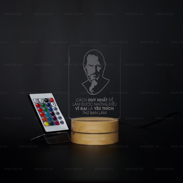 12 Mẫu Đèn Bàn Tạo Động Lực đế Gỗ mặt Mica khắc laser LEVU