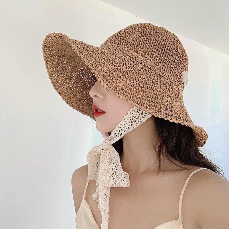 MŨ CÓI ĐI BIỂN TIỂU THƯ MỀM THẮT NƠ VINTAGE 2021