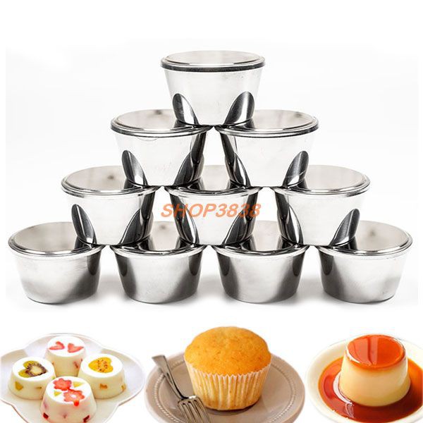 Combo 10 Khuôn Làm Bánh Flan Có Nắp Inox 304 Không Gỉ Sét (Size 7cm)