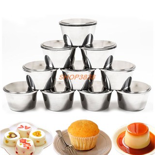 Combo 10 khuôn làm bánh flan có nắp inox 304 không gỉ sét