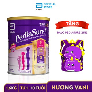 [Tặng balo khủng long Pediasure 2in1] Pediasure hương vani 1.6kg