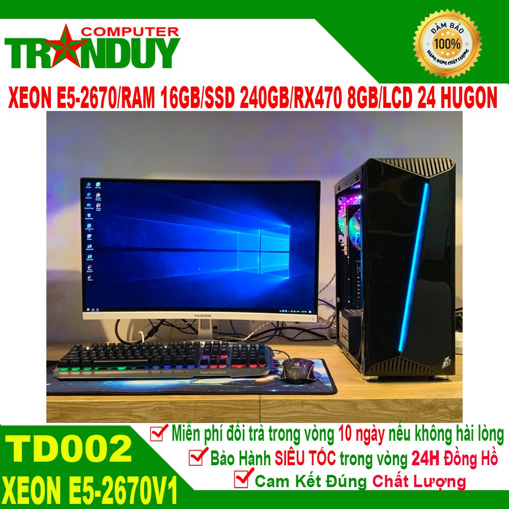 Thùng Máy Workstation Đồ Họa/Chuyên game TD002 /CPU Xeon E5-2670 (20M,8cores 16 threads)/16GB/SSD 240Gb/RX470 8GB