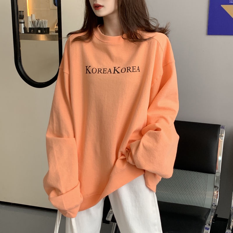 IELGY Áo sweater dài tay dáng rộng phong cách Harajuku Châu Âu cho nữ