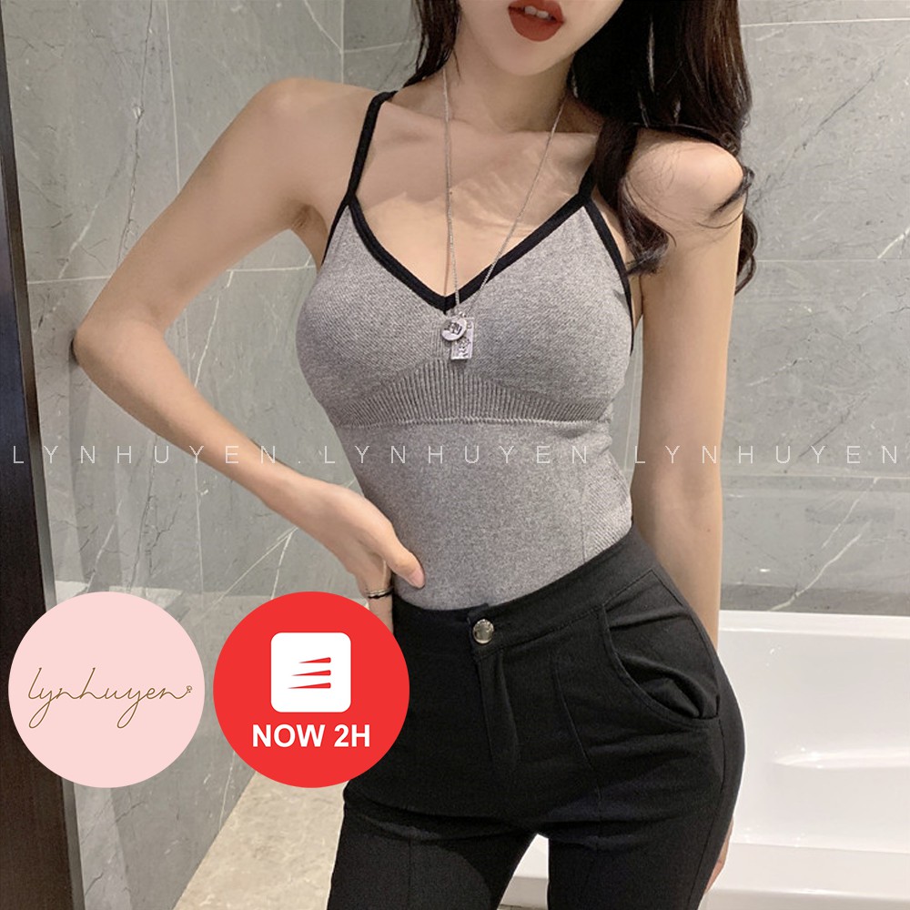 [Mã WASKT304 giảm 15% tối đa 30K đơn 99K] Áo 2 Dây Nữ Có Mút Ngực Len Tăm Định Hình - 2 Màu - AD004 | BigBuy360 - bigbuy360.vn