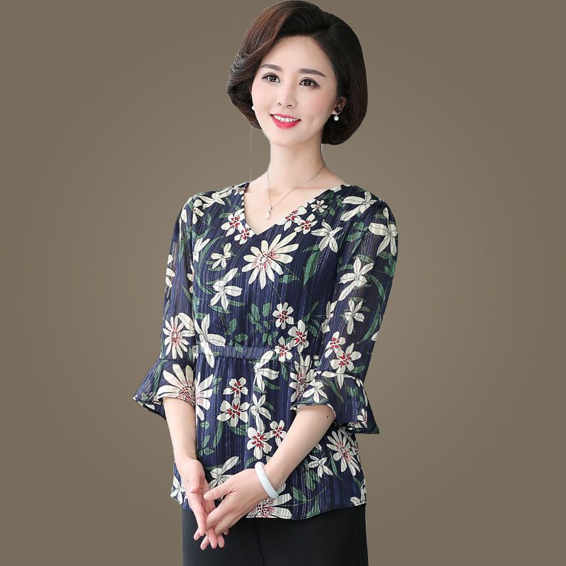 Áo Thun Tay Ngắn Thời Trang Mùa Hè Cho Phụ Nữ Trung Niên