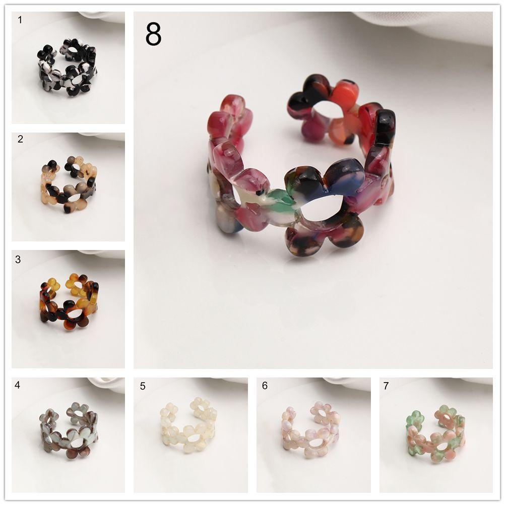 Osier1 Nhẫn Mở Acrylic Resin Hình Hoa Cổ Điển Thời Trang Cho Nữ