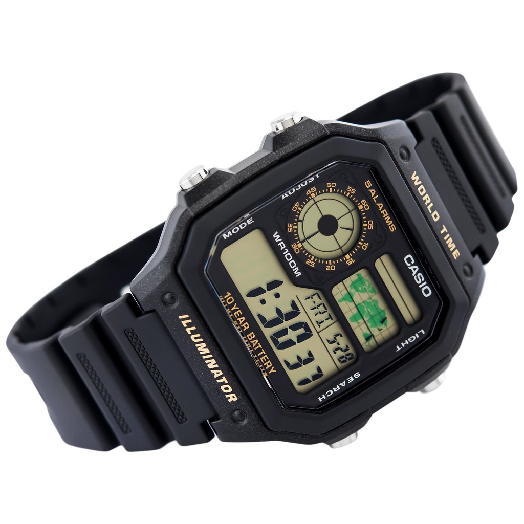 Đồng hồ nam dây nhựa Casio chính hãng Anh Khuê AE-1200WH-1BVDF (42mm)