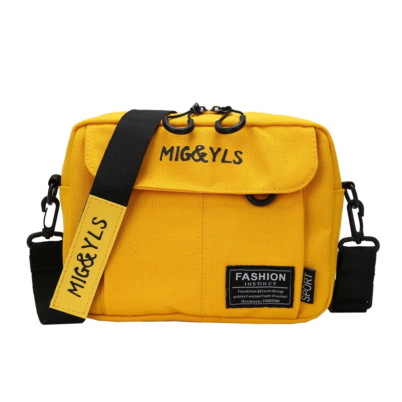 Túi Xách Canvas Đeo Chéo Chống Trộm Màu Trắng Đen Dành Cho Nam Nữ