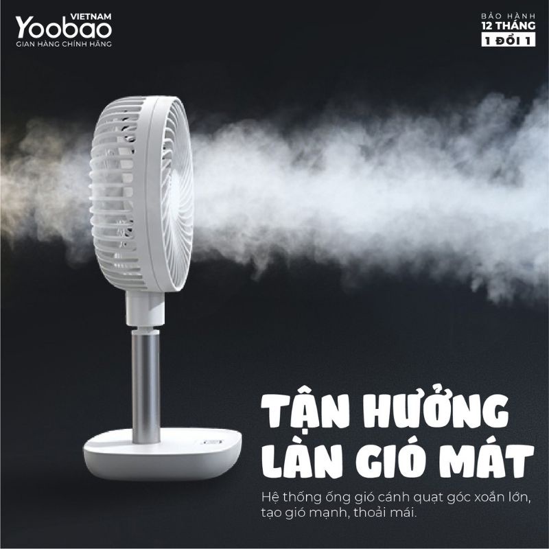 Quạt sạc yoobao f01 10000 mah chạy liên tục từ 12h đến 60h