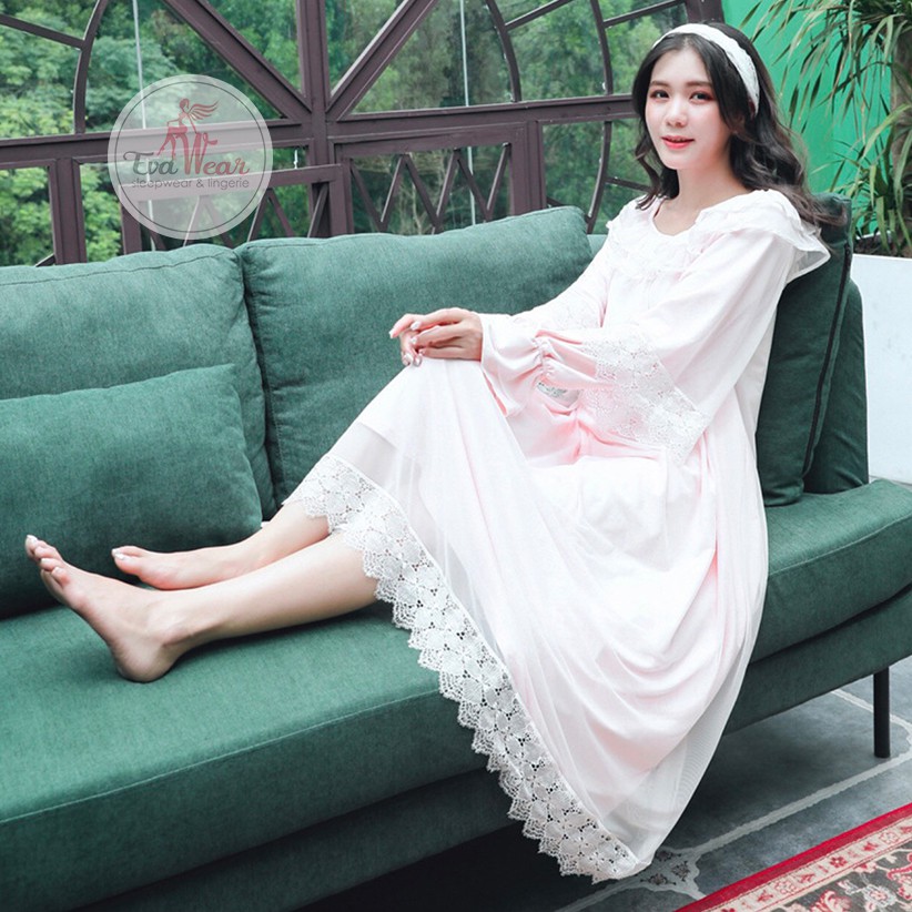 Đầm ngủ dài tay  phong cách lolita