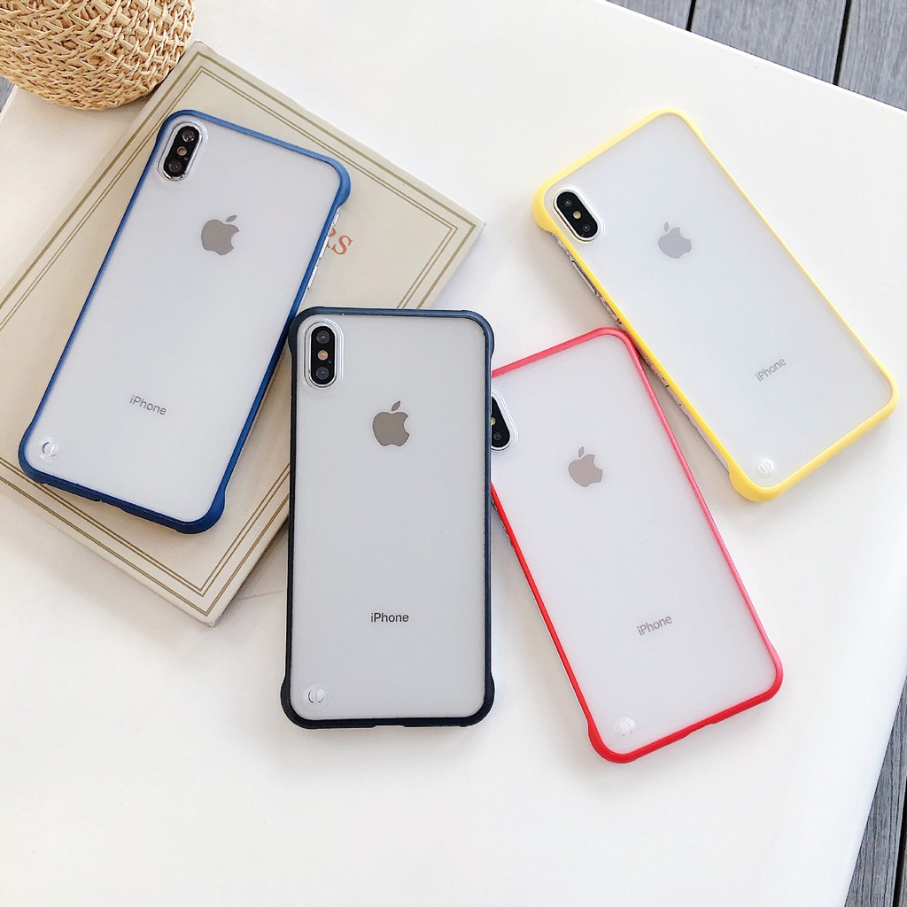 Ốp nhám hở viền -  móc iring cho điện thoại iphone xs max xs x 8plus 7plus 6splus 6plus 6s 6 ( Có video test)