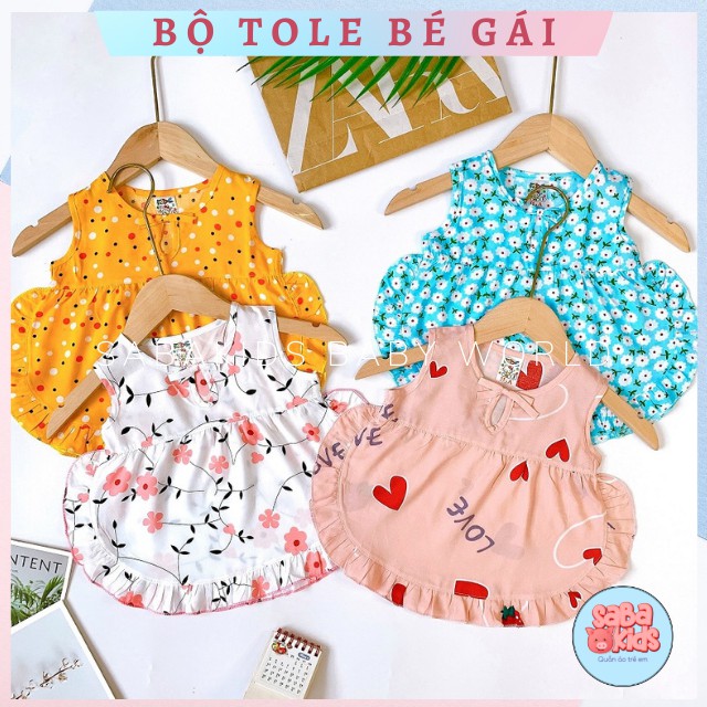 [TRỢ SHIP] Đồ Bộ Cho Bé Gái SABAKIDS Tôn Lanh Xinh Xắn Cực Mát Ít Nhăn Chất Tole Lanh Từ 4-14kg