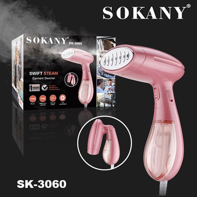 BÀN LÀ HƠI NƯỚC CẦM TAY SOKANY 3060 CÔNG SUẤT 1500W, BÀN ỦI HƠI NƯỚC SONAKY MẪU MỚI 2020