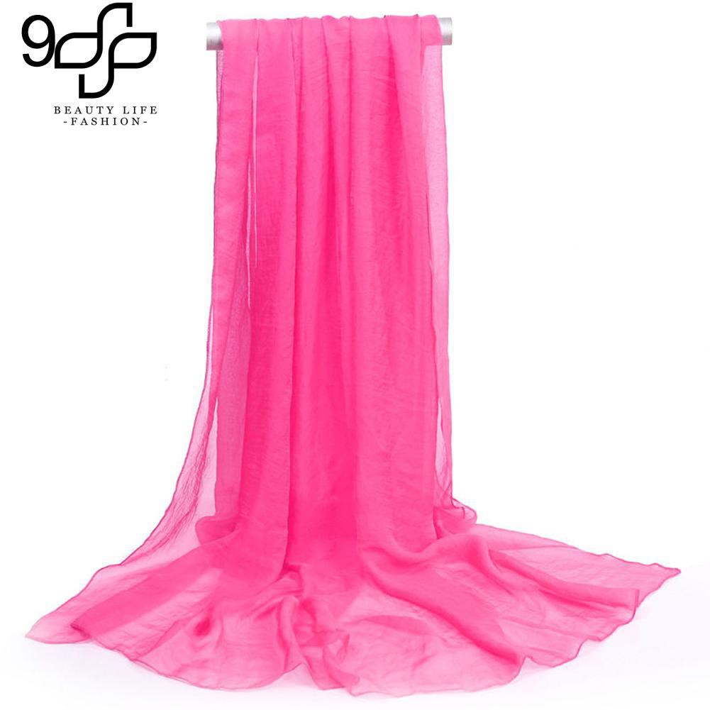Khăn choàng vải chiffon màu trơn xinh xắn cho nữ