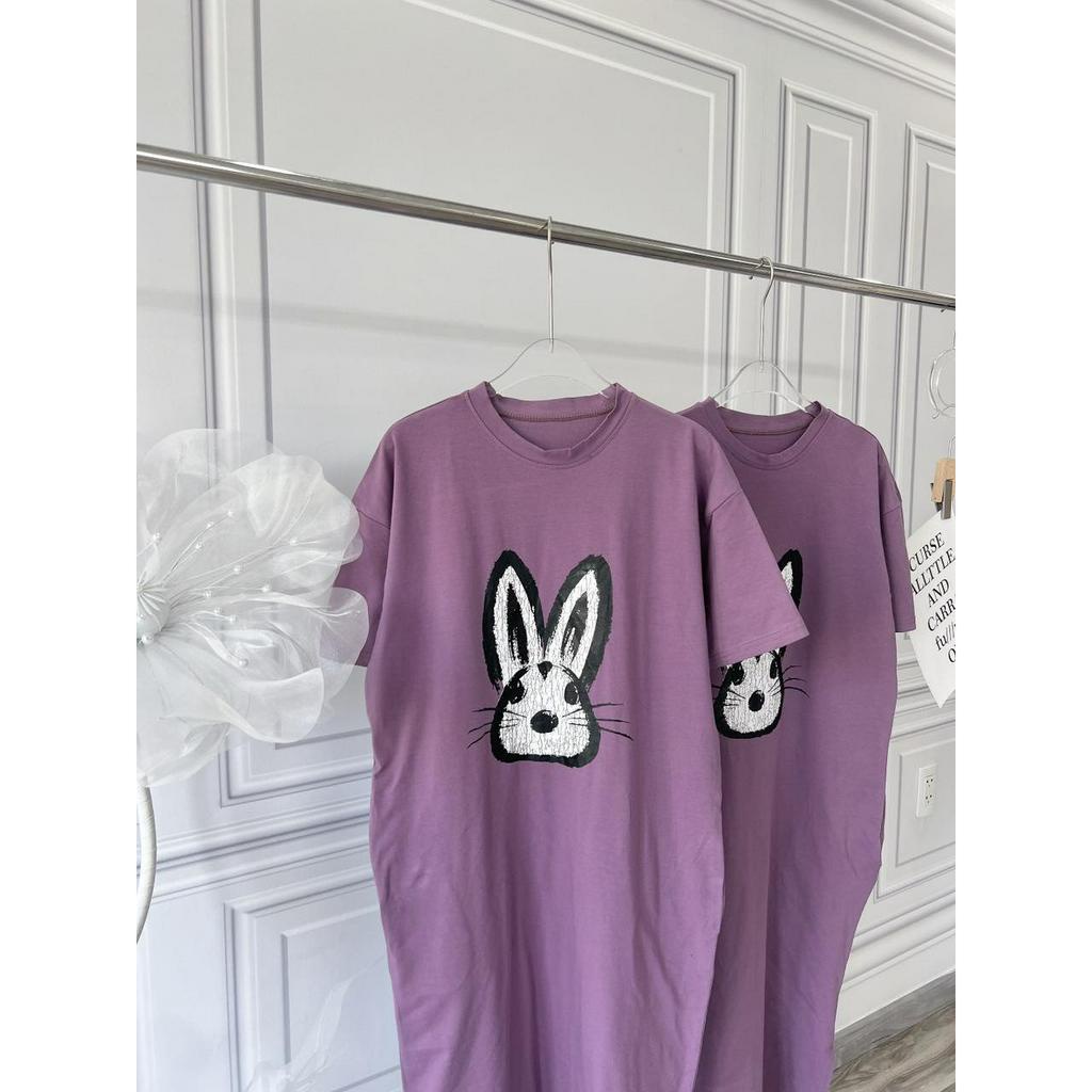 ĐẦM MAXI TÍM IN THỎ