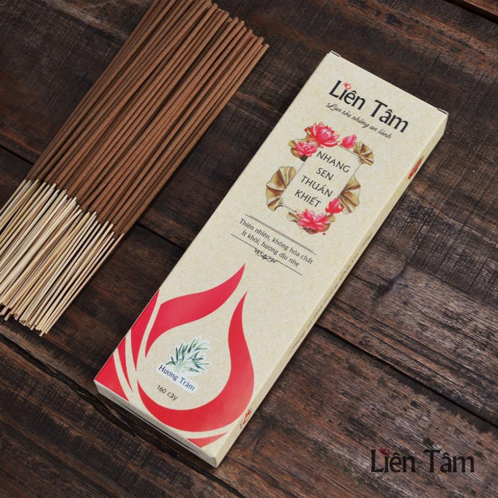 Nhang Sen Hương Tràm Liên Tâm - 20.5cm - Hộp 160 cây - Nhang sạch 100% thiên nhiên