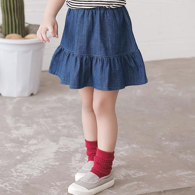 Đặc Biệt Mới Offer ~ Chân Váy Denim Ngắn Dáng Chữ a Xếp Ly Phong Cách Mới 2022 Cho Bé Gái