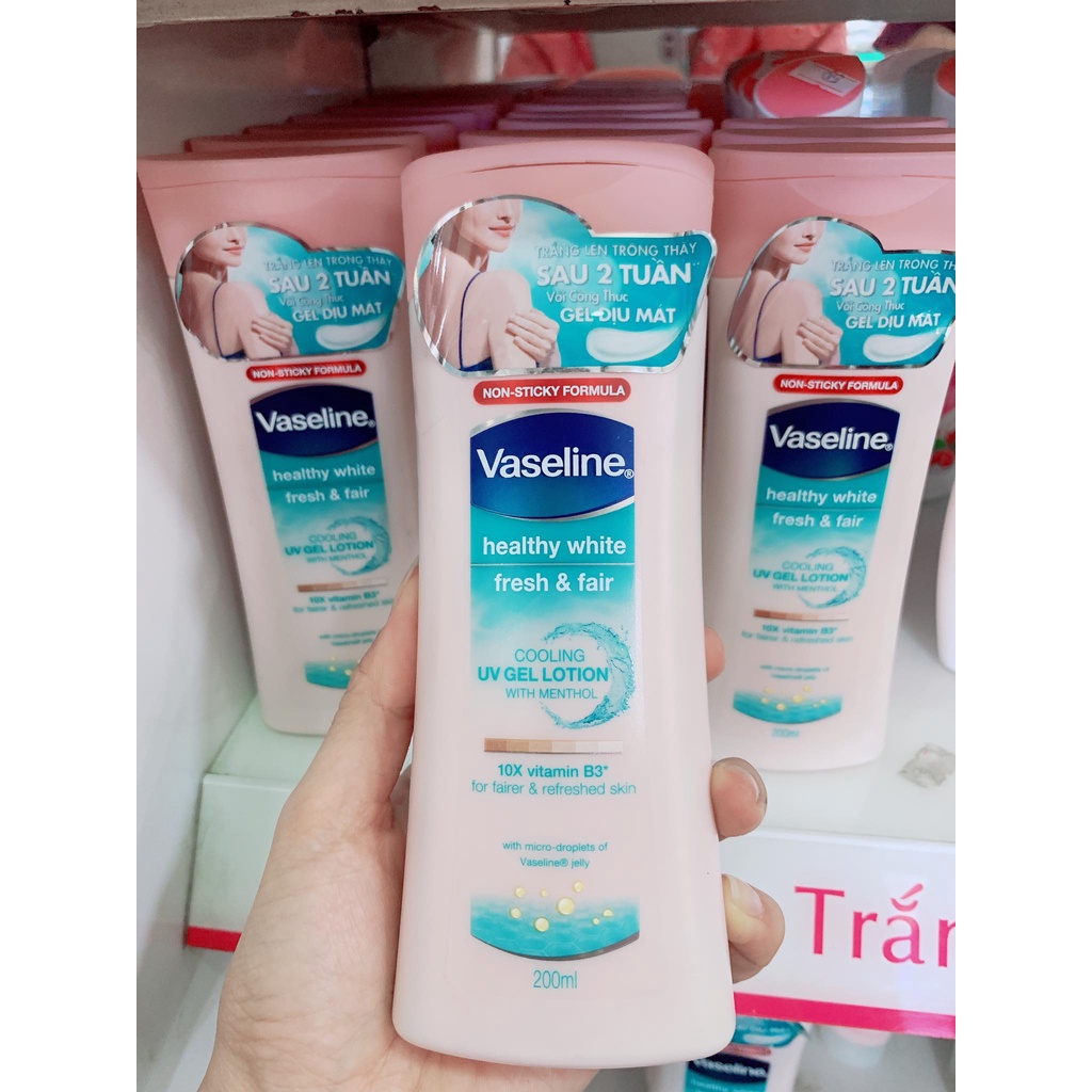 Sữa Dưỡng Thể Vaseline Dịu Mát Sáng Da Healthy White Fresh & Fair Cooling UV Gel Lotion 200ml