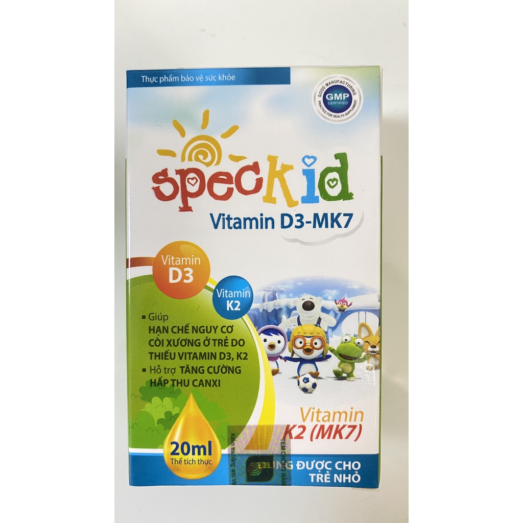 Speckid Vitamin D3 MK7.Giúp Bé Tăng Cường Hấp Thu Canxi,Giảm Còi Xương Do Thiếu Hụt Vitamin K2