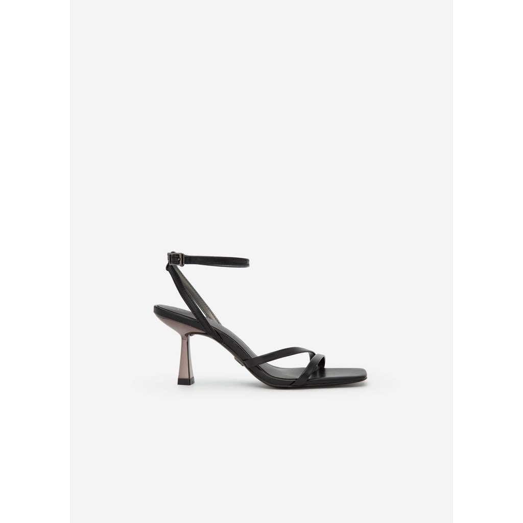 Giày Sandal Ankle Strap Gót Trụ Metallic VASCARA - SDN 0694 - Màu Đen