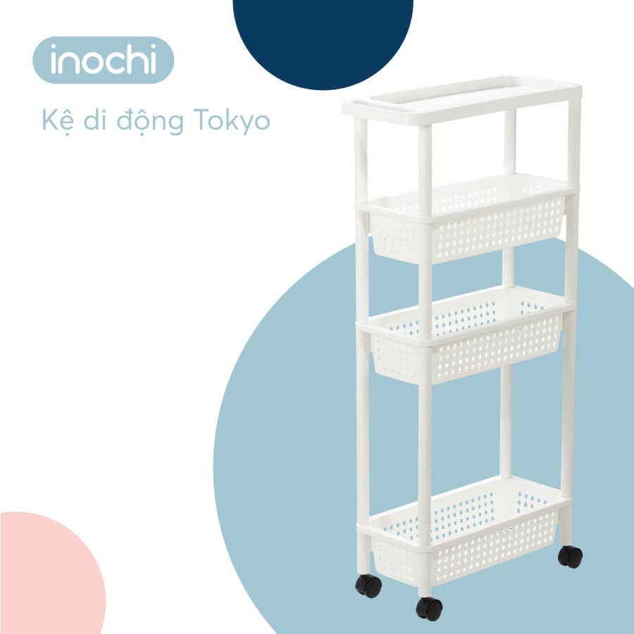 [Xuất Nhật]  KỆ DI ĐỘNG TOKYO 4 tầng xuất khẩu Nhật Bản - Có bánh xe tiện dụng, phù hợp làm kệ gia vị, phòng tắm