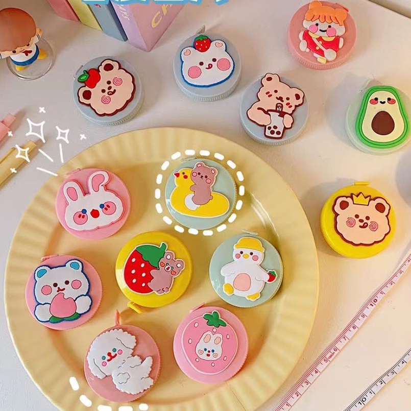 Thước Dây Cuộn Rút Thu Tự Động HỘP TRÒN 1.5 Mét - Đo Eo, Vòng Bụng Sức Khỏe Nhiều hình đáng yêu Warm&amp;Cute A208