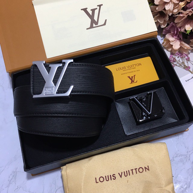 Thắt Lưng Da Nam Đen Trơn mặt VL vàng Như Hình