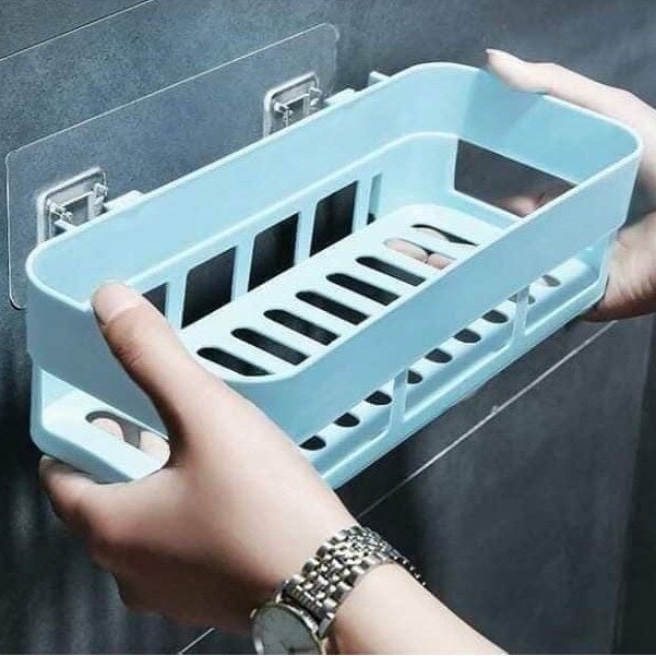 Khay Kệ Nhựa Chữ Nhật Dán Tường Để Đồ Nhà Bếp Nhà Tắm