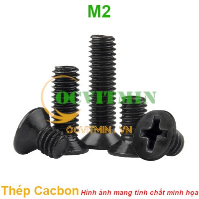 Ốc Vít Bake Đầu Bằng M2 Thép Cacbon