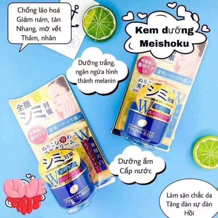 KEM DƯỠNG TRẮNG DA NGỪA LÃO HÓA MEISHOKU PLACENTA WHITENING ESSENCE CREAM 55G