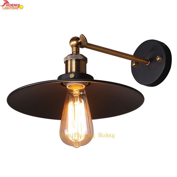 Đèn tường: Mẫu đèn vách Vintage chao hình nón cổ điển
