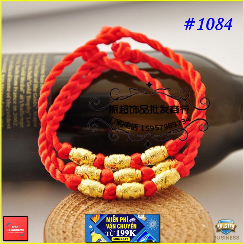 VÒNG TAY THỜI TRANG CHỈ ĐỎ MIX 3 ĐỐT XI VÀNG SH1084