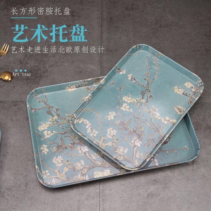 Khay Nhựa Melamine Hình Chữ Nhật Đựng Thức Ăn/Trái Cây/Bánh Mì Phong Cách Bắc Âu