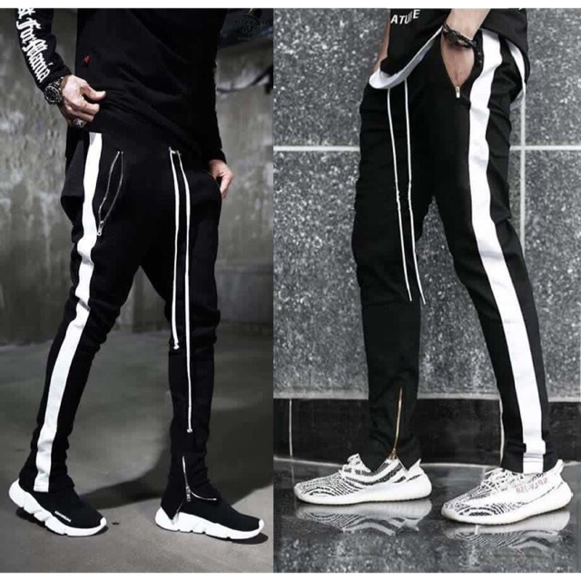 Quần thể thao nam track pants 1 sọc trắng chất liệu cotton co giãn thoải mái