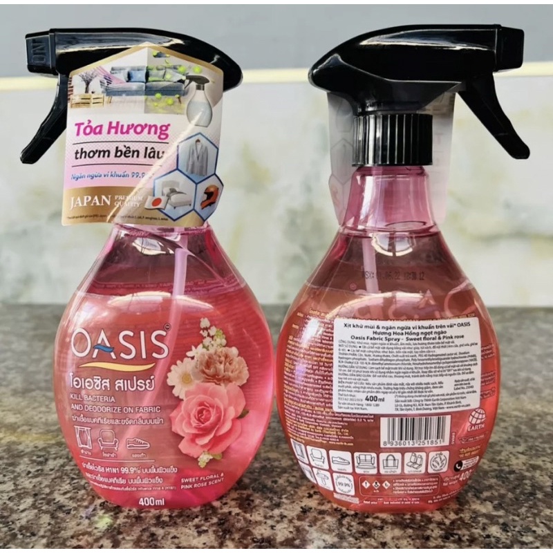 Chai Xịt Khử Mùi Và Kháng Khuẩn Oasis 400ml