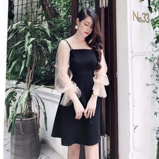 Đầm dự tiệc trắng tay phồng kết hạt siêu xinh